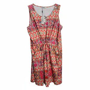 Ava & Viv Coral Pink Tribal-Print Sleeveless Swim Coverup